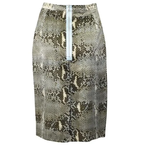ERDEM Ari snake printed pencil skirt w/ blue lace panel, silk lining - US 8 - Picture 3 of 15